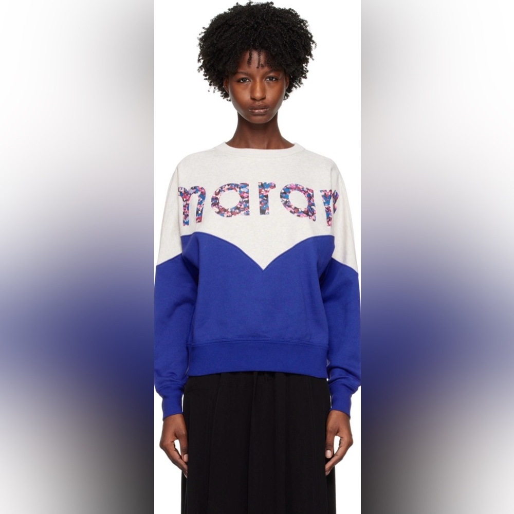 Isabel Marant Etoile Gray & Blue Houston Sweatshirt‎ Size 42 US 10